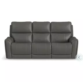 Carter Gray Power Reclining Console Sofa With Power Headrest And Lumbar