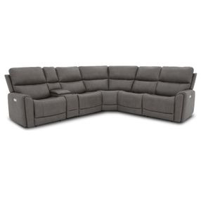 Carter Smoke 6 Piece Modular Zero Gravity Power Reclining Sectional with Power Lumbar and USB Charging