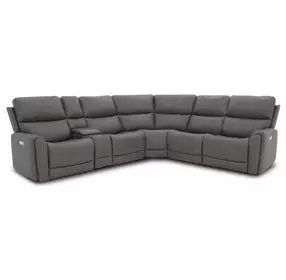 Carter Smoke 6 Piece Modular Zero Gravity Power Reclining Sectional with Power Lumbar and USB Charging