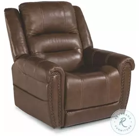 Oscar Dark Brown Leather Power Lift Recliner With Power Headrest And Lumbar
