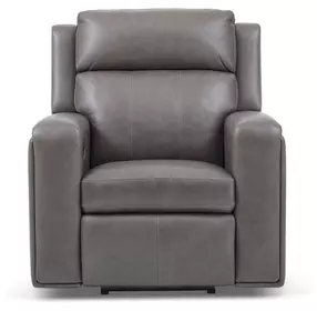 Wyatt Gunmetal Gray Leather Zero Gravity Power Recliner with Power Lumbar and USB Charging