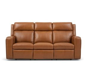 Wyatt Canyon Brown Leather 85" Zero Gravity Power Reclining Sofa with Power Lumbar and USB Charging