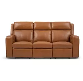 Wyatt Canyon Brown Leather 85" Zero Gravity Power Reclining Sofa with Power Lumbar and USB Charging