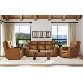 Wyatt Canyon Brown Leather Zero Gravity Power Reclining Living Room Set