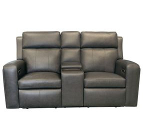 Wyatt Gunmetal Gray Leather 74" Zero Gravity Power Reclining Loveseat with Console and USB Charging