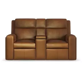 Wyatt Canyon brown Leather 74" Zero Gravity Power Reclining Loveseat with Console and USB Charging