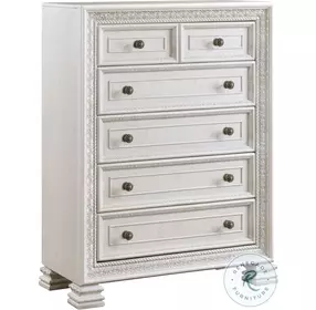 Theodora Pearl White 5 Drawer Chest