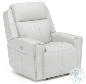 Barnett Cream Leather Power Recliner With Power Headrest And Lumbar