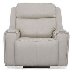 Barnett Cream Leather Power Recliner With Power Headrest And Lumbar