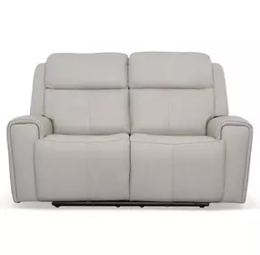 Barnett Leather Power Reclining Sofa With Power Headrest And Lumbar