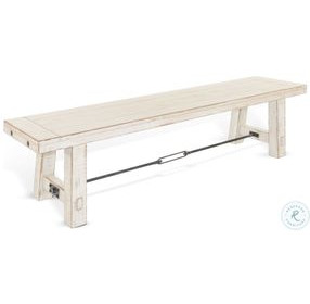 Rustic Refined White Sand 64" Dining Bench with Turnbuckle