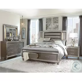 Tamsin Silver Gray Metallic Storage Platform Bedroom Set