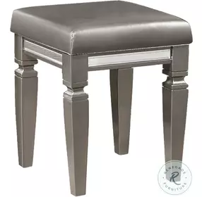 Tamsin Silver Gray Metallic Vanity Stool