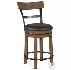 Velden Hollow Buckskin Wood Back Swivel Counter Height Stool Set of 2
