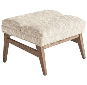 Sunset Key Cream and Beige Upholstered Rectangular Hayley Ottoman