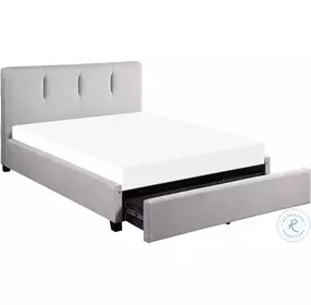 Aitana Gray Queen Upholstered Platform Bed With Storage Drawer