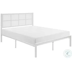 Sanibel White Faux Rattan King Platform Bed