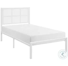 Sanibel White Faux Rattan Twin Platform Bed