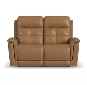 Ranger Oakridge Brown Leather 63" Zero Gravity Power Reclining Loveseat with USB Charging and Heat Massage