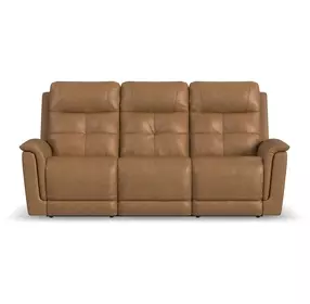 Ranger Oakridge Brown Leather 86" Zero Gravity Power Reclining Sofa with USB Charging and Heat Massage