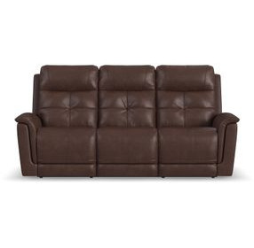 Ranger Rustic Brown Leather 86" Zero Gravity Power Reclining Sofa with USB Charging and Heat Massage