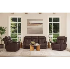 Ranger Rustic Brown Leather Zero Gravity Power Reclining Living Room Set