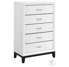 Davi White 5 Drawer Chest