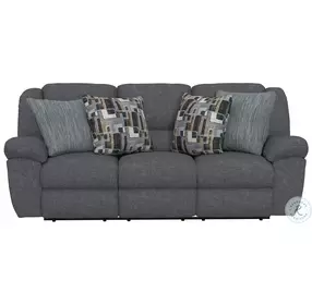 Trifecta Smoke Reclining 90" Sofa with Drop Down Table