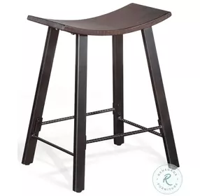 Maple Haze Dark Tobacco Leaf Saddle Counter Height Stool Set of 2
