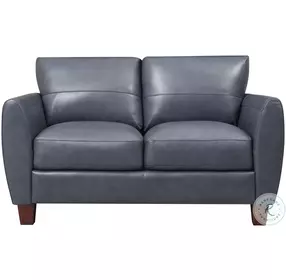 Traverse Blue Leather Loveseat