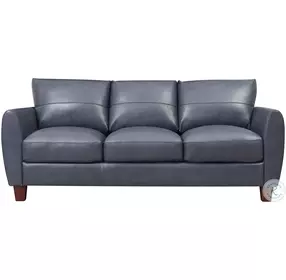 Traverse Blue Leather 82" Sofa