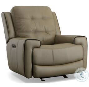 Wicklow Taupe Leather Power Gliding Recliner With Power Headrest And Footrest