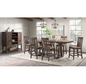 Transitions Driftwood and Sable Extendable Rectangular Counter Height Dining Room Set