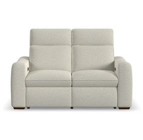 Ava Cream Performance Fabric 64" Triple Power Reclining Loveseat with USB Charging