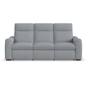 Ava Gray Performance Fabric 87" Triple Power Reclining Sofa with USB Charging
