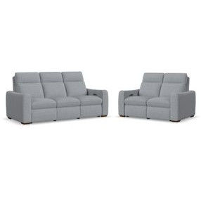 Ava Gray Performance Fabric Triple Power Reclining Living Room Set