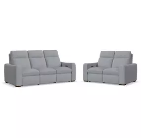 Ava Gray Performance Fabric Triple Power Reclining Living Room Set