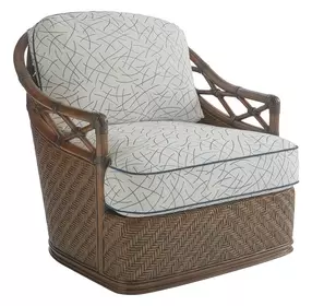 Bali Hai Diamond Cove Blue and White Upholstered Swivel Chair