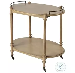 Kathleen Antique Beige Oval 2 Tier Bar Cart