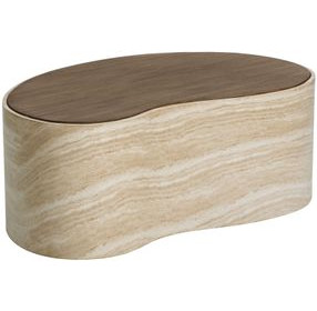 Ishiko Light Brown and Warm Brown Free Form Large Concrete Top Outdoor Cocktail Table