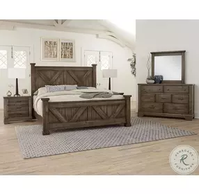 Cool Rustic Mink Poster Bedroom Set With X Footboard
