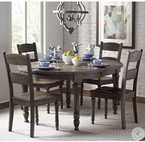 Madison County Barnwood Brown Round to Oval Extendable Dining Room Set