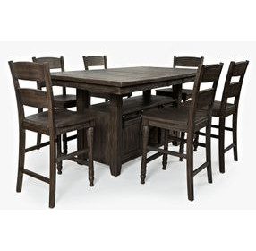 Madison County Barnwood Brown 7 Piece Counter Height Dining Set with Storage