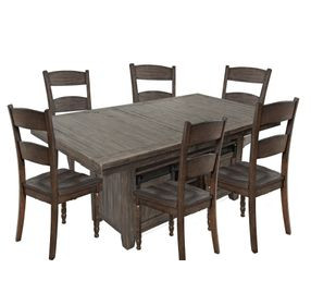 Madison County Barnwood Brown 7 Piece Dining Set with Storage