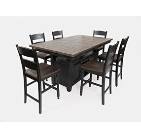 Madison County Brown and Vintage Black 7 Piece Counter Height Dining Set with Storage