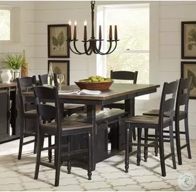 Madison County Vintage Black Adjustable Extendable Counter Height Dining Room Set