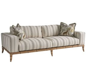 Key Biscayne Star Island Ivory and Gray 96" Sofa with Pillows