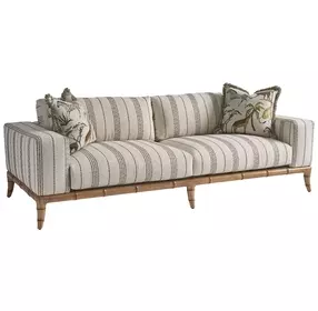 Key Biscayne Star Island Ivory and Gray 96" Sofa with Pillows