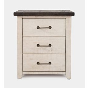Madison Vintage White 3 Drawer Nightstand with USB Charging