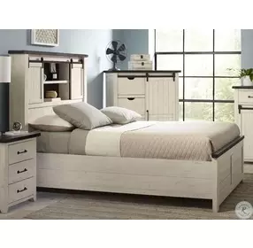 Madison County Vintage White Queen Bookcase Bed